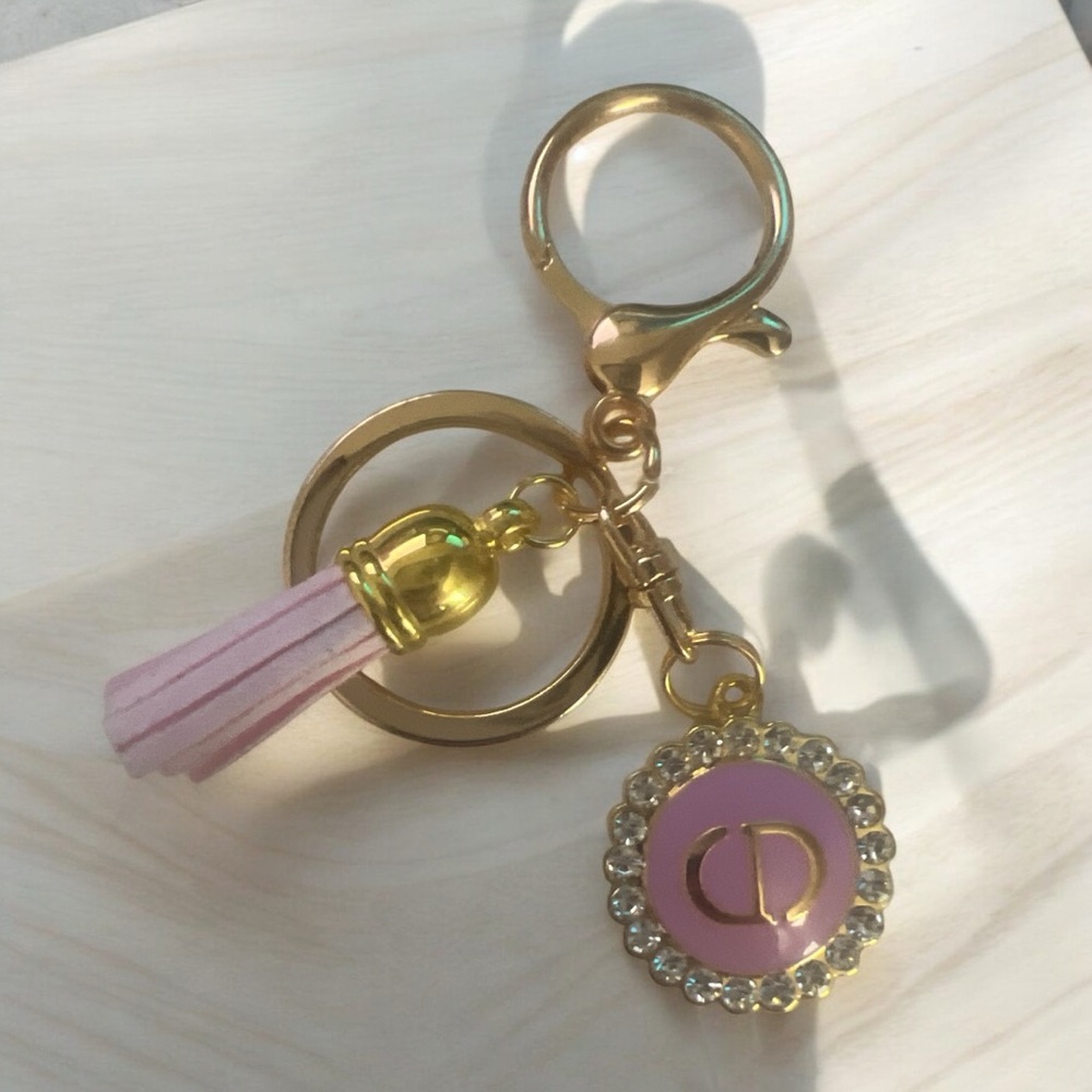 Gold and Pink Keychain with Tassel
